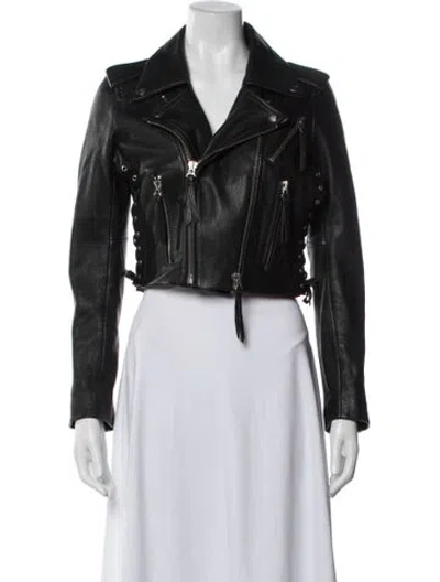 Pre-owned The Kooples Leather Biker Jacket In Black