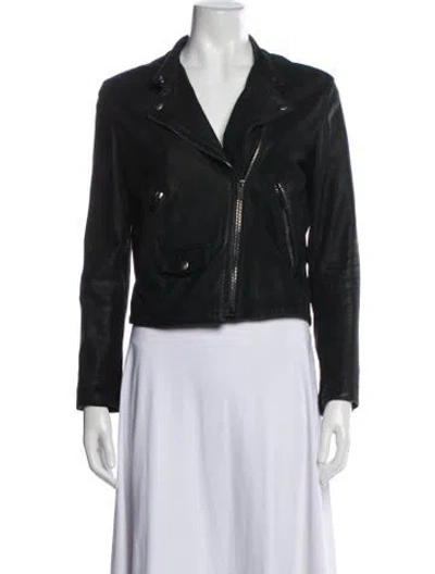 Pre-owned The Kooples Leather Biker Jacket In Black