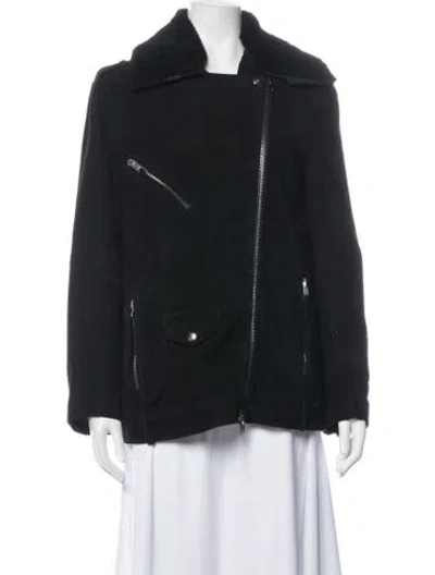 Pre-owned The Kooples Leather Biker Jacket In Black