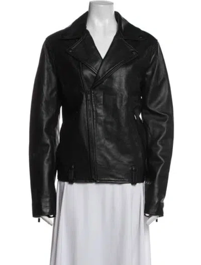 Pre-owned The Kooples Leather Biker Jacket In Black