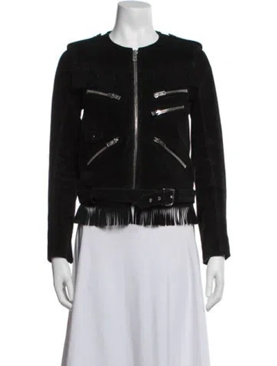 Pre-owned The Kooples Leather Biker Jacket In Black