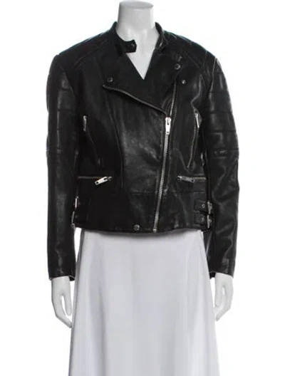 Pre-owned The Kooples Leather Biker Jacket W/ Tags In Black