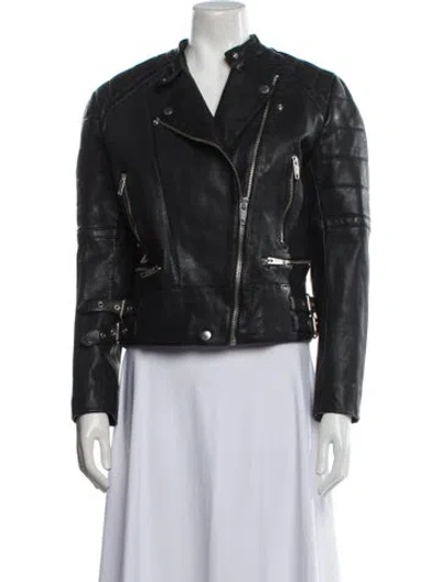 Pre-owned The Kooples Leather Biker Jacket W/ Tags In Blue