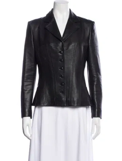 Pre-owned The Kooples Leather Blazer In Gray