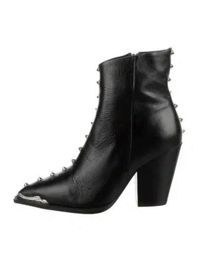Pre-owned The Kooples Leather Boots In Black/silver