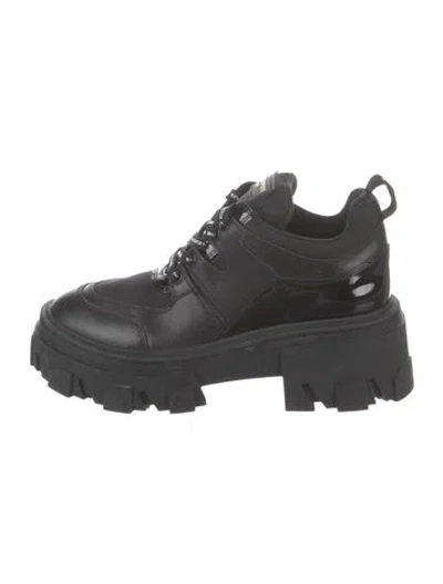 Pre-owned The Kooples Leather Chunky Sneakers In Black