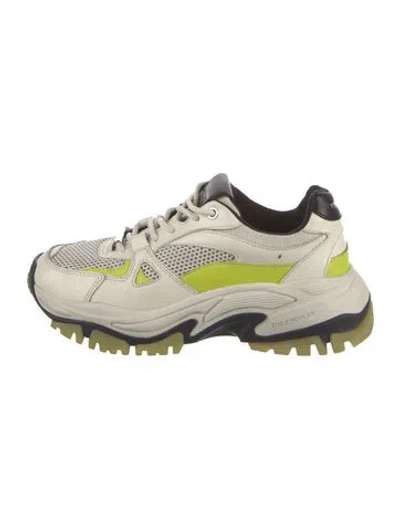 Pre-owned The Kooples Leather Colorblock Pattern Chunky Sneakers In Neutral