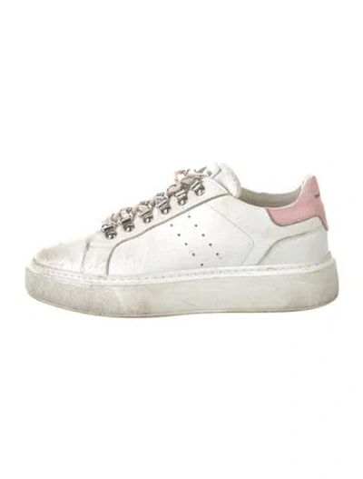 Pre-owned The Kooples Leather Colorblock Pattern Sneakers In White
