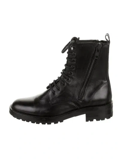 Pre-owned The Kooples Leather Combat Boots In Black
