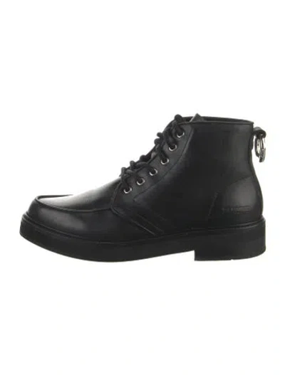 Pre-owned The Kooples Leather Combat Boots In Black