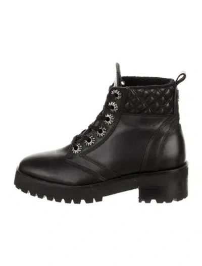 Pre-owned The Kooples Leather Combat Boots In Black