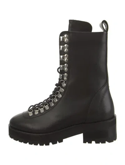 Pre-owned The Kooples Leather Combat Boots W/ Tags In Black