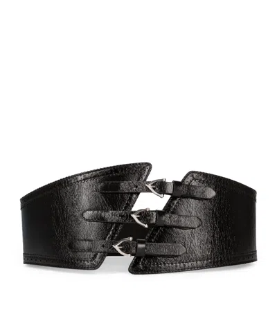 The Kooples Leather Corset Belt In Black