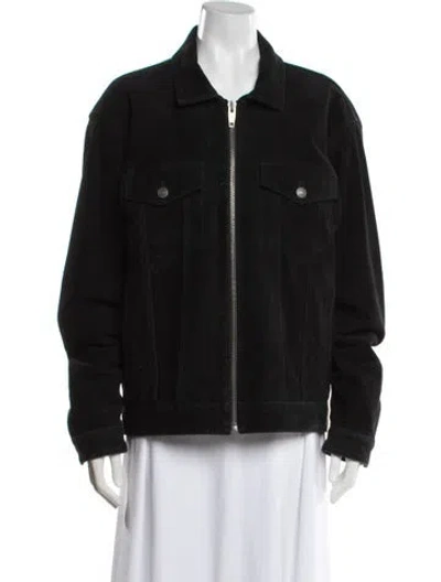 Pre-owned The Kooples Leather Denim Jacket In Black