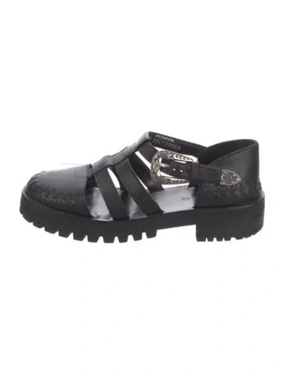 Pre-owned The Kooples Leather Flats In Black