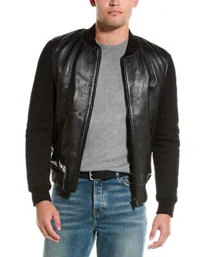 Pre-owned The Kooples Leather Front Jacket Men's In Black