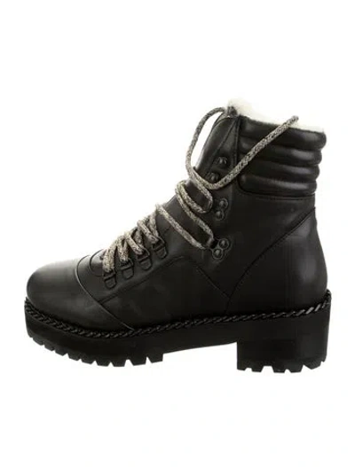 Pre-owned The Kooples Leather Hiking Boots In Black