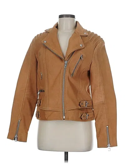 Pre-owned The Kooples Leather Jacket In Orange