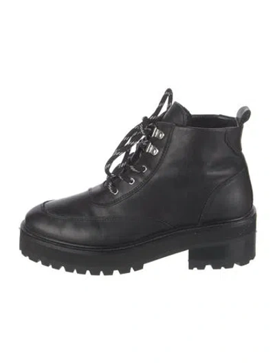 Pre-owned The Kooples Leather Lace-up Boots In Black