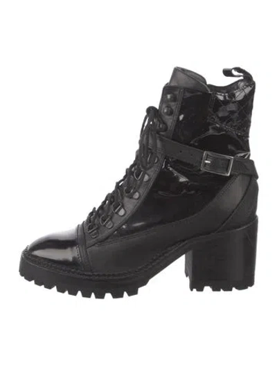 Pre-owned The Kooples Leather Lace-up Boots In Black