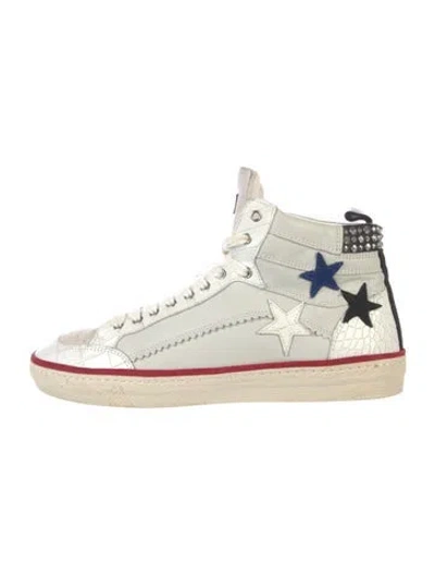 Pre-owned The Kooples Leather Printed Sneakers In White