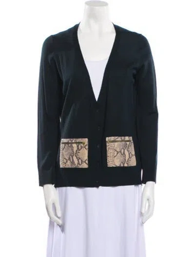 Pre-owned The Kooples Leather Printed Sweater In Blue