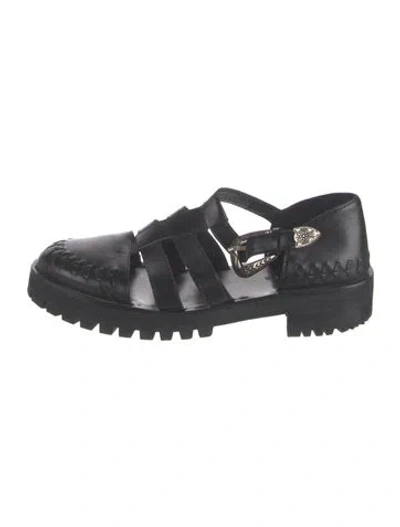 Pre-owned The Kooples Leather Sandals In Black/blue