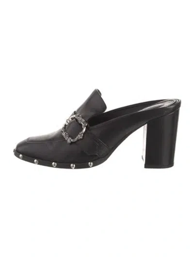 Pre-owned The Kooples Leather Studded Accents Mules In Black