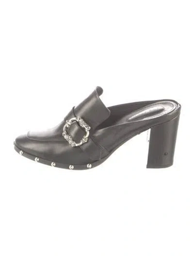 Pre-owned The Kooples Leather Studded Accents Mules In Black