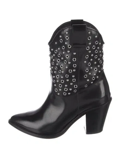 Pre-owned The Kooples Leather Western Boots In Black