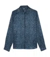 The Kooples Printed Long Sleeve Button Front Shirt In Blue