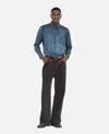 The Kooples Printed Long Sleeve Button Front Shirt In Blue