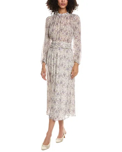 The Kooples Liberty Field Midi Dress In White