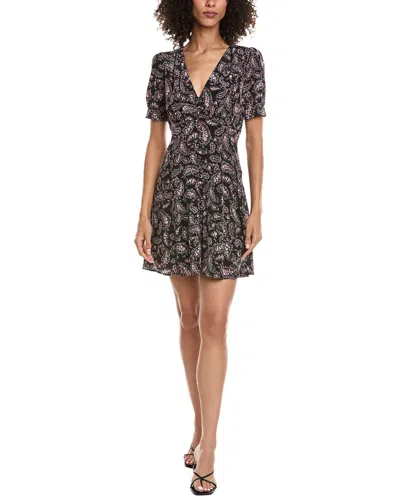 The Kooples Liberty Paisley Silk Mini Dress In Black