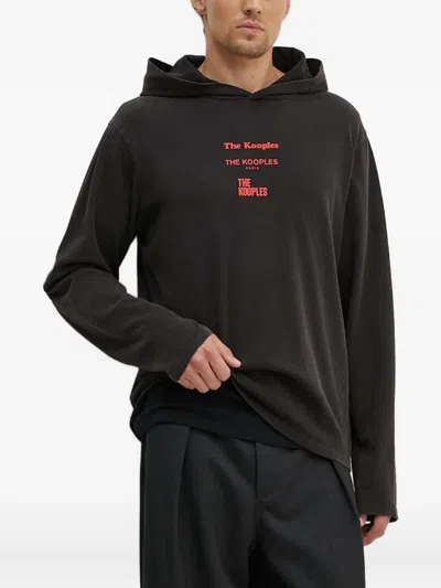 The Kooples Logo-detail Long-sleeve Hoodie In Black