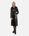 The Kooples Womens Black Notched-lapel Detachable-belt Regular-fit Leather Coat In Black