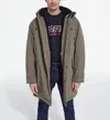 The Kooples Long Loose Parka In Green
