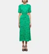 The Kooples Long Printed Dress With Cut-out Details In Green