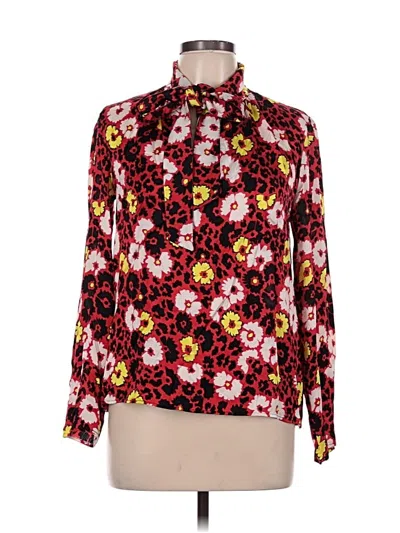 Pre-owned The Kooples Long Sleeve Blouse In Burgundy