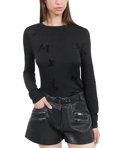 The Kooples Long Sleeve Butterfly Tee In Black