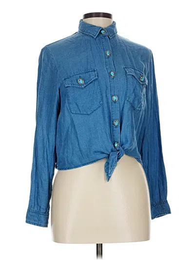Pre-owned The Kooples Long Sleeve Button Down Shirt In Blue