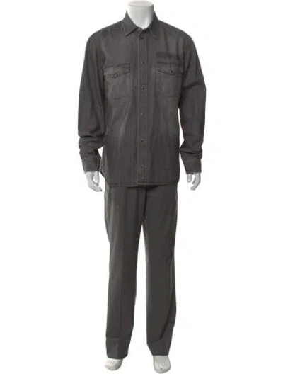 Pre-owned The Kooples Long Sleeve Denim Shirt W/ Tags In Gray