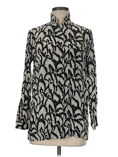 Pre-owned The Kooples Long Sleeve Silk Top Black Paisley Pattern High Neck Tops