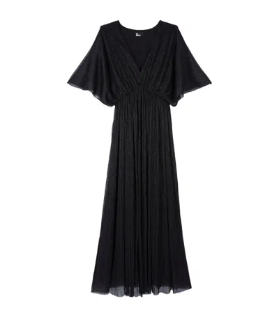 The Kooples Lurex Plunge Midi Dress In Black