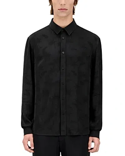 The Kooples Manches Long Sleeve Button Front Shirt In Black