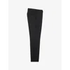 The Kooples Mens Black Belted-waist Straight-leg Slim-fit Wool Trousers In Black