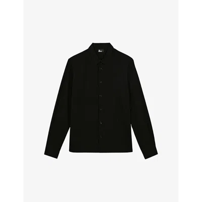 The Kooples Mens Black Classic-collar Regular-fit Woven Shirt