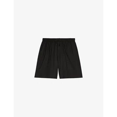 The Kooples Mens Black Drawstring-waist Relaxed-fit Wool Shorts