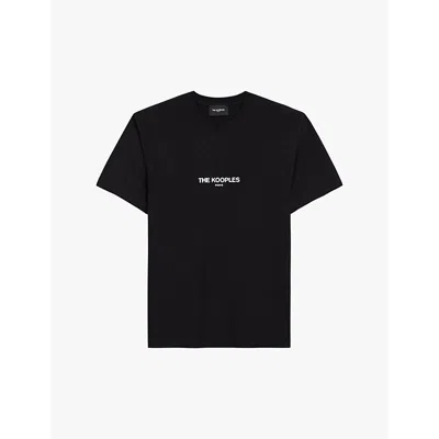The Kooples Mens Black Logo-print Short-sleeve Cotton T-shirt