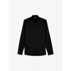 The Kooples Mens Black Stand-collar Regular-fit Cotton-twill Shirt In Black
